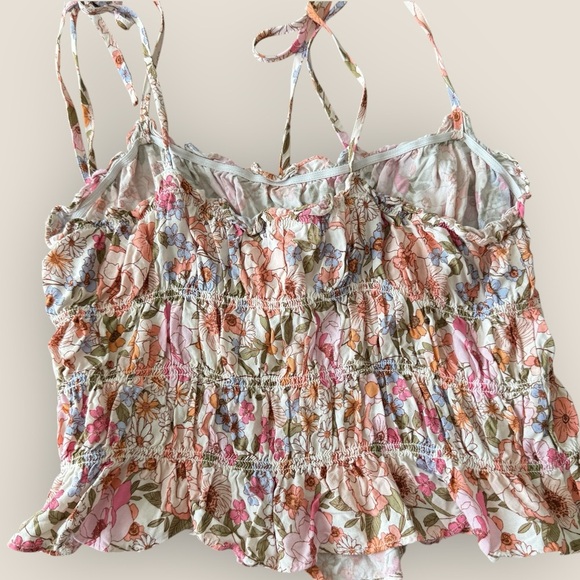 Lucy Star | Smocked Floral Peplum Top | Size L - Picture 4 of 8